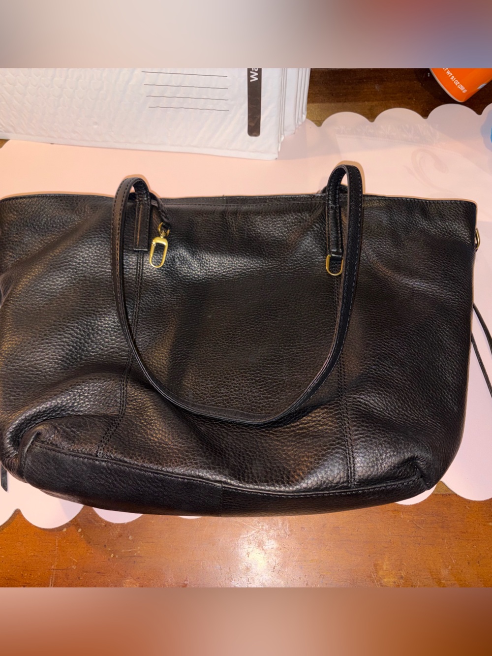 Black Leather Tote Bag